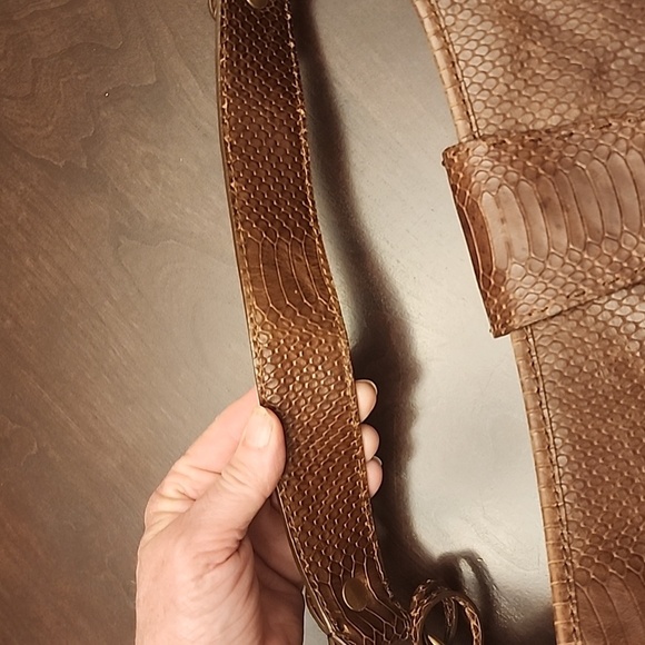 Talbot's Croc Embossed Brown Leather Bag Vintage NWOT - Picture 9 of 14